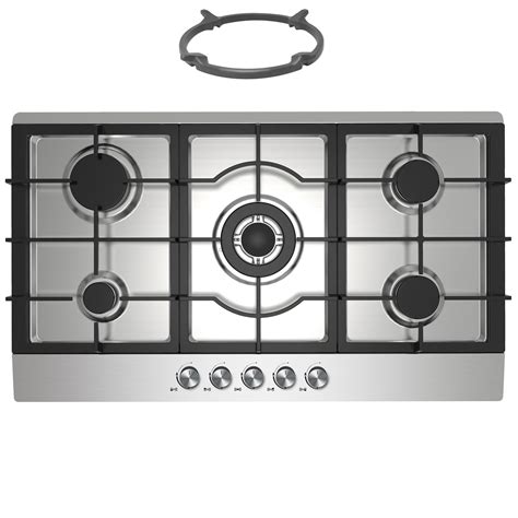 Buy Cookology GH905SS Hob Cooktop 90cm Built-in 5 Burners with Wok Burner and Cast Iron Pan ...