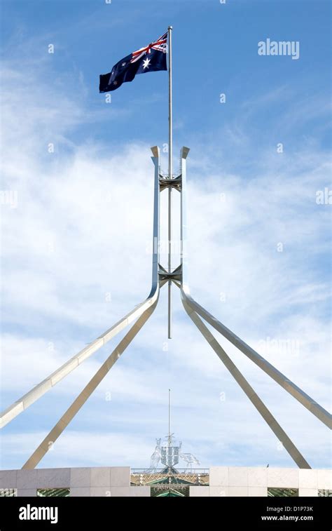 The Australian Flag, Parliament House, Canberra, Australia Stock Photo - Alamy