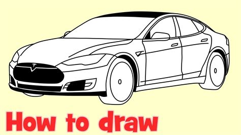 How to draw a car Tesla Model S - YouTube