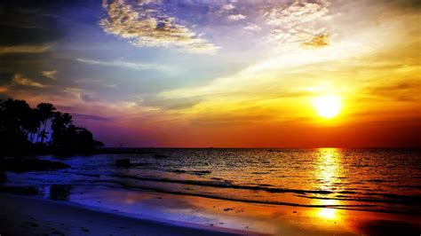 sea sunset-Nature Landscape HD wallpaper-1366x768 Download ...