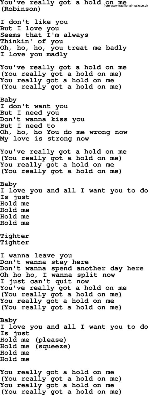 You've Really Got A Hold On Me, by The Byrds - lyrics with pdf