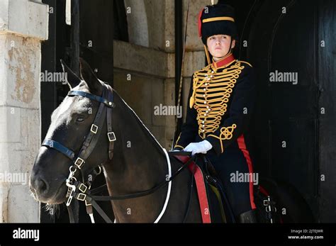 Female Horse Guard, The Kings Troop Royal Artillery, Horseguards Parade, Whitehall, London. UK ...