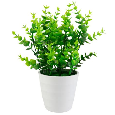 Bangcool Indoor Artificial Potted Plants Plastic Eucalyptus Stems ...