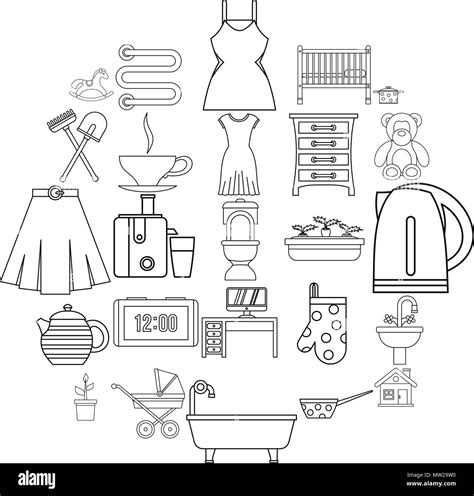 Large room icons set, outline style Stock Vector Image & Art - Alamy