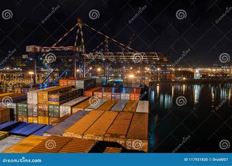 Container terminal editorial image. Image of illumination - 117931830