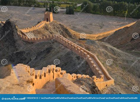 Jiayuguan Great Wall that Hang in China Stock Image - Image of dark ...