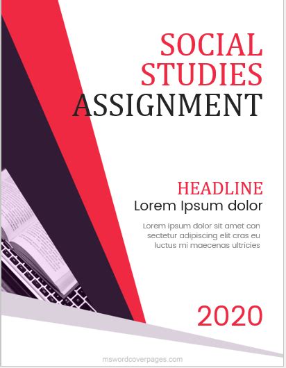 Social Study Assignment Cover Pages | MS Word Cover Page Templates