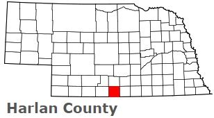 Harlan County on the map of Nebraska 2023. Cities, roads, borders and ...