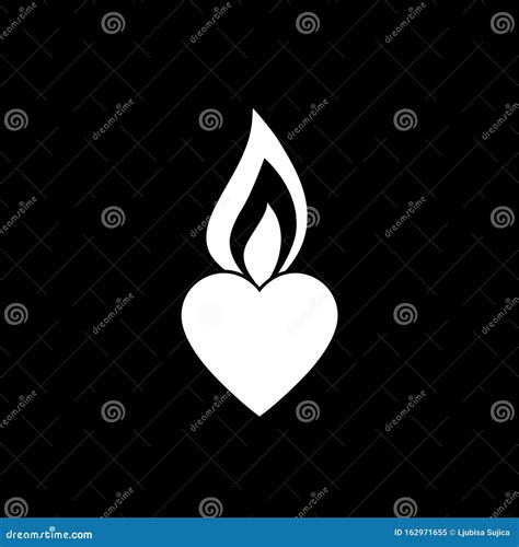 Love Fire Emotion Sign. Heart Flame Icon Isolated on Black Background Stock Vector ...