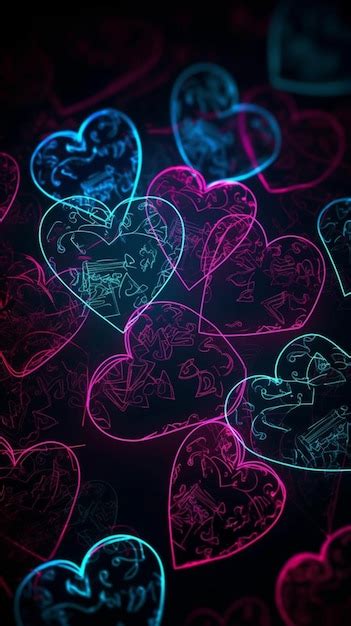 Premium AI Image | A wallpaper with neon lights and a heart on it