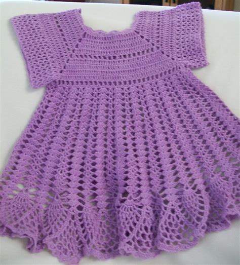 Crochet Baby Dress Baby Girl Dress Lavender Handmade