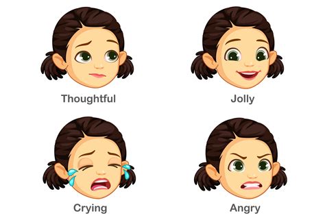 Set of girl facial expressions 1307796 Vector Art at Vecteezy