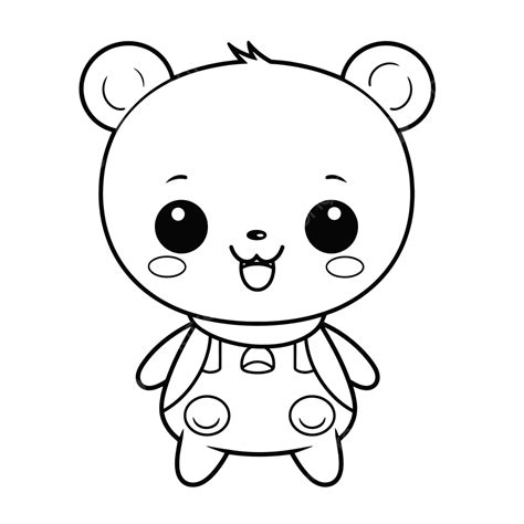 Cute Cartoon Bear Coloring Pages Outline Sketch Drawing Vector, Bear ...