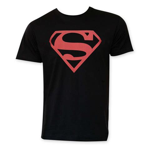 Superman Men's Black Red Logo T-Shirt