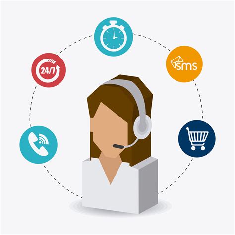 Female Customer service support isometric agent with orbiting icons 671071 Vector Art at Vecteezy