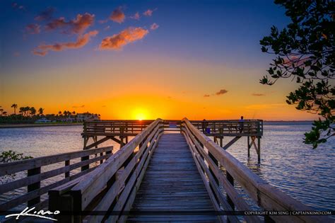 Bathtub Reef Beach Fishing Pier at Bessie Cove Stuart Florida Sunset ...