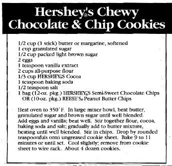 Hershey S Chocolate Chip Cookies Recipe On Bag | Bryont Rugs and Livings