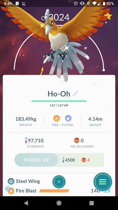 [Screenshot] Got my shiny Ho-Oh! : r/pokemongo