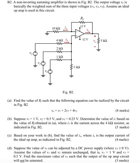 Solved A non-inverting summing amplifier is shown in Fig. | Chegg.com