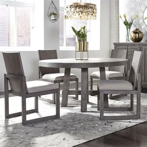 Liberty Furniture Modern Farmhouse 406-DR-O5ROS Contemporary 5-Piece Round Table and Chair Set ...