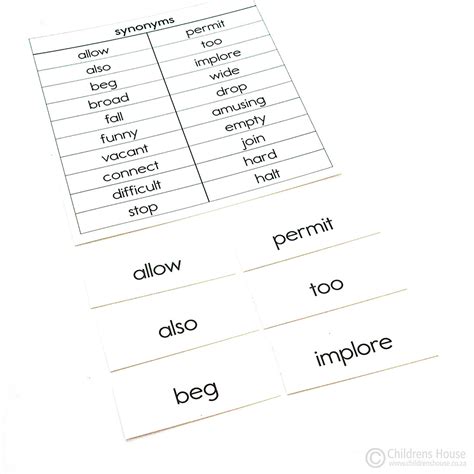 Synonyms - Childrens House Montessori Materials