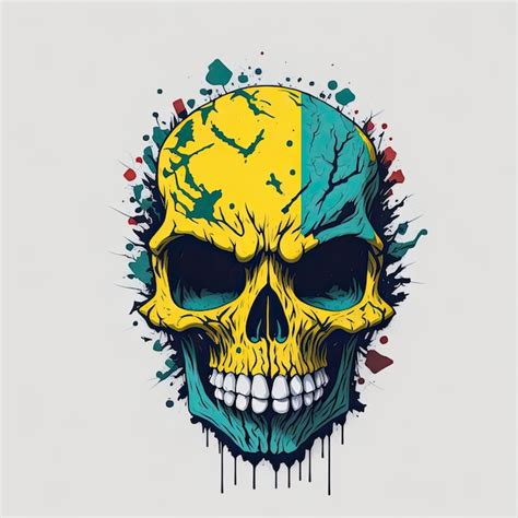 Premium AI Image | hand drawn face evil death skull In the center tshirt design