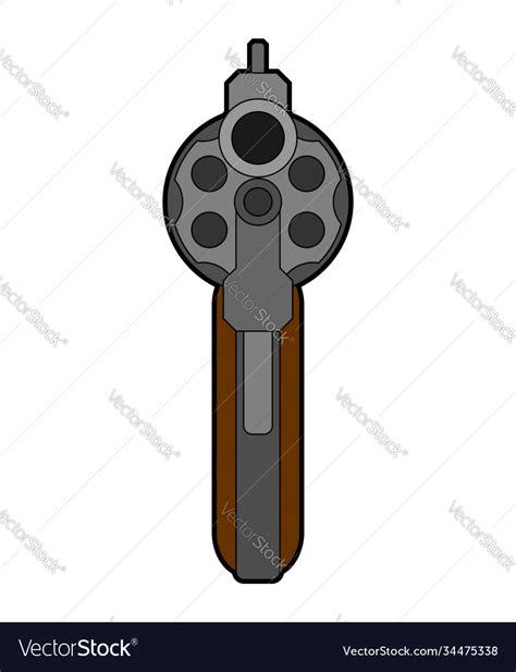 Revolver front view gun isolated Royalty Free Vector Image