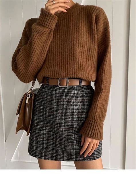 Brown sweater and plaid skirt - StepUpLadies.net | Cute casual outfits ...