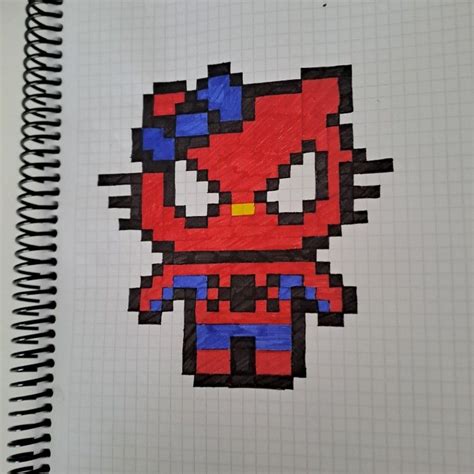 Hello kitty spiderman 👊😍 | Piksel sanatı, Şirin çizim, Süsleme çizimi