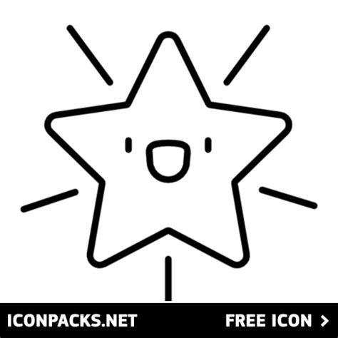 Free cute cartoon star emoji shining black outline png svg icon – Artofit