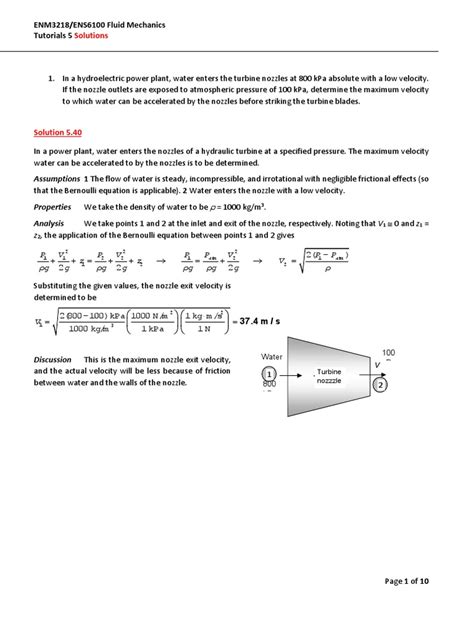 Tutorial - Lecture 5 Solutions | PDF | Fluid Dynamics | Pump