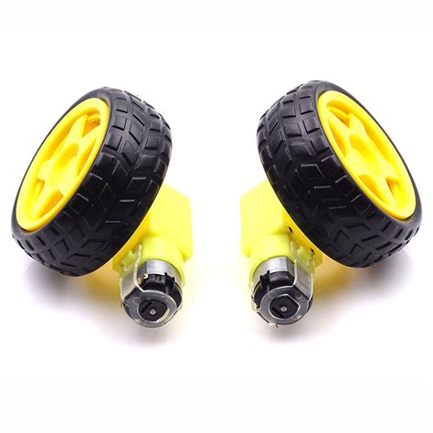 2Lot/package Deceleration DC motor + supporting wheels smart car chassis, motor / robot car ...