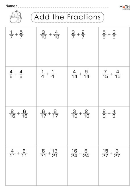 4th Grade Fractions Worksheets - Math Monks