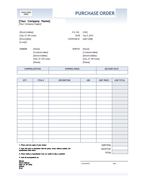 Purchase Order Invoice Excel template | Templates at allbusinesstemplates.com