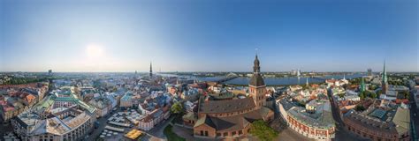 Early Morning at Dome Square in Old Riga, Aerial View 360 Panorama | 360Cities