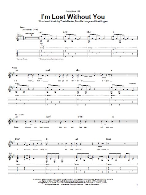 I'm Lost Without You by Blink-182 - Guitar Tab - Guitar Instructor