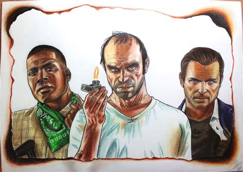 GTA V - Franklin, Trevor, and Michael drawing by SuperNikolai1996 on ...