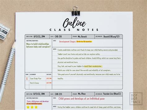 Printable Online Class Notes Lecture Notes Class Note Templates Study Planner College Student ...