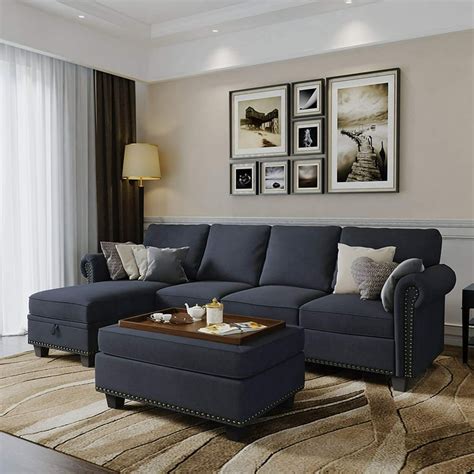 Denim Sectional Sofa With Chaise | Baci Living Room