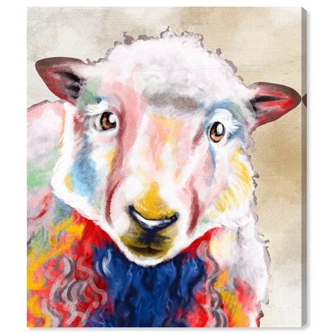 Runway Avenue Animals Wall Art Canvas Prints 'Color Splash Sheep' Farm ...