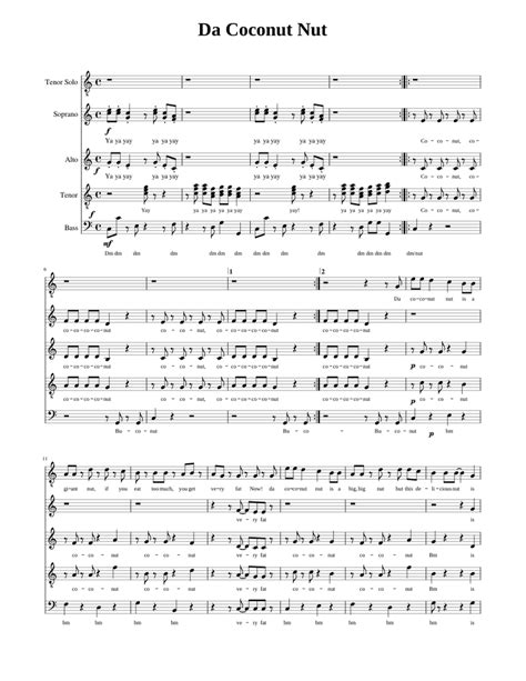 Da Coconut Nut || SATB Free Music Sheet Sheet music for Bass guitar ...