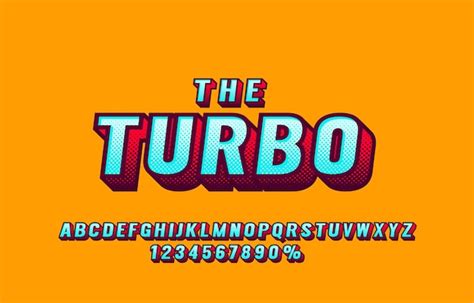 Premium Vector | Retro turbo font and numbers set