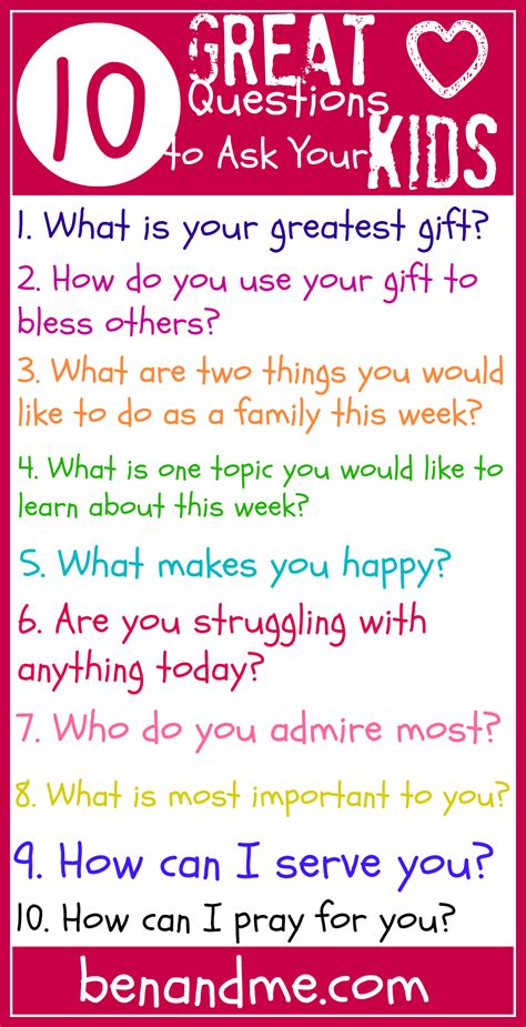 Printable Printable Questions Ask Your Kids