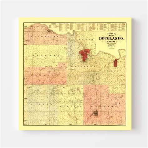 Vintage Map of Douglas County, Kansas 1887 by Ted's Vintage Art