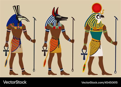 Ancient egypt egyptian gods set anubis ra Vector Image