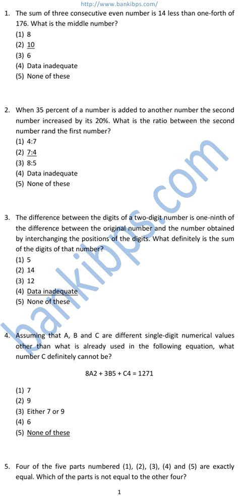 Bank Aptitude Test Questions and Answers