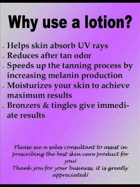 Lots of lotion to chose from just come in and let get you started with a great lotion and tan ...