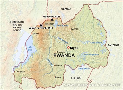 Rwanda Physical Map