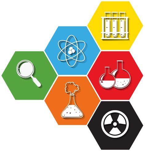 Science symbols on hexagon background 296218 Vector Art at Vecteezy