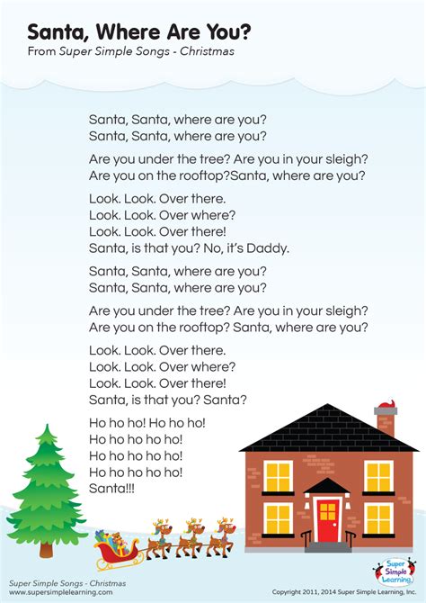 Santa, Where Are You? Lyrics Poster - Super Simple